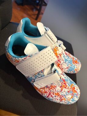 Women’s Cycling Shoes for Peloton EUR 39 White Multicolor 3-Bolt Cleats